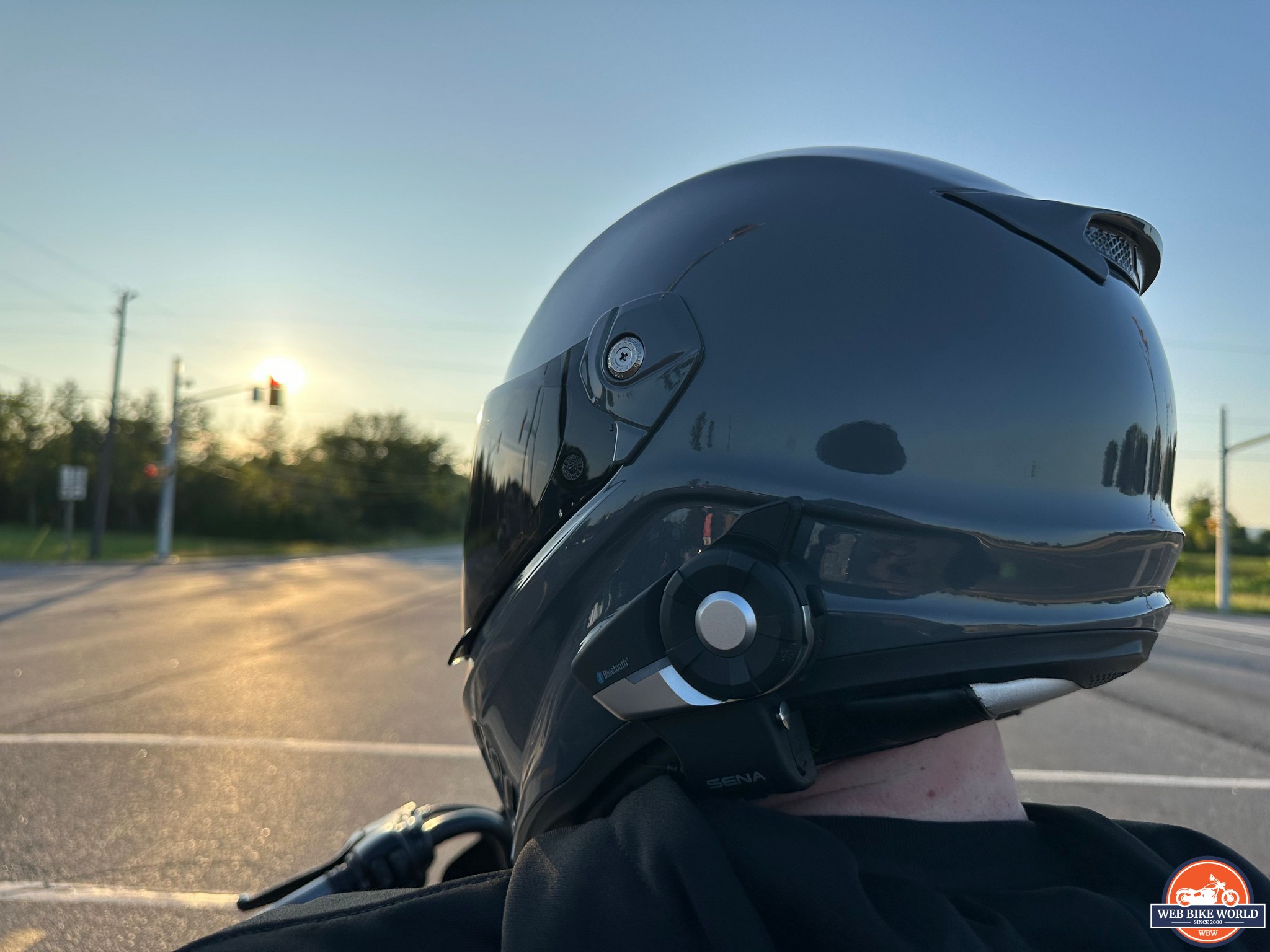 Sena Intercom system installed on a Scorpion Covert FX helmet