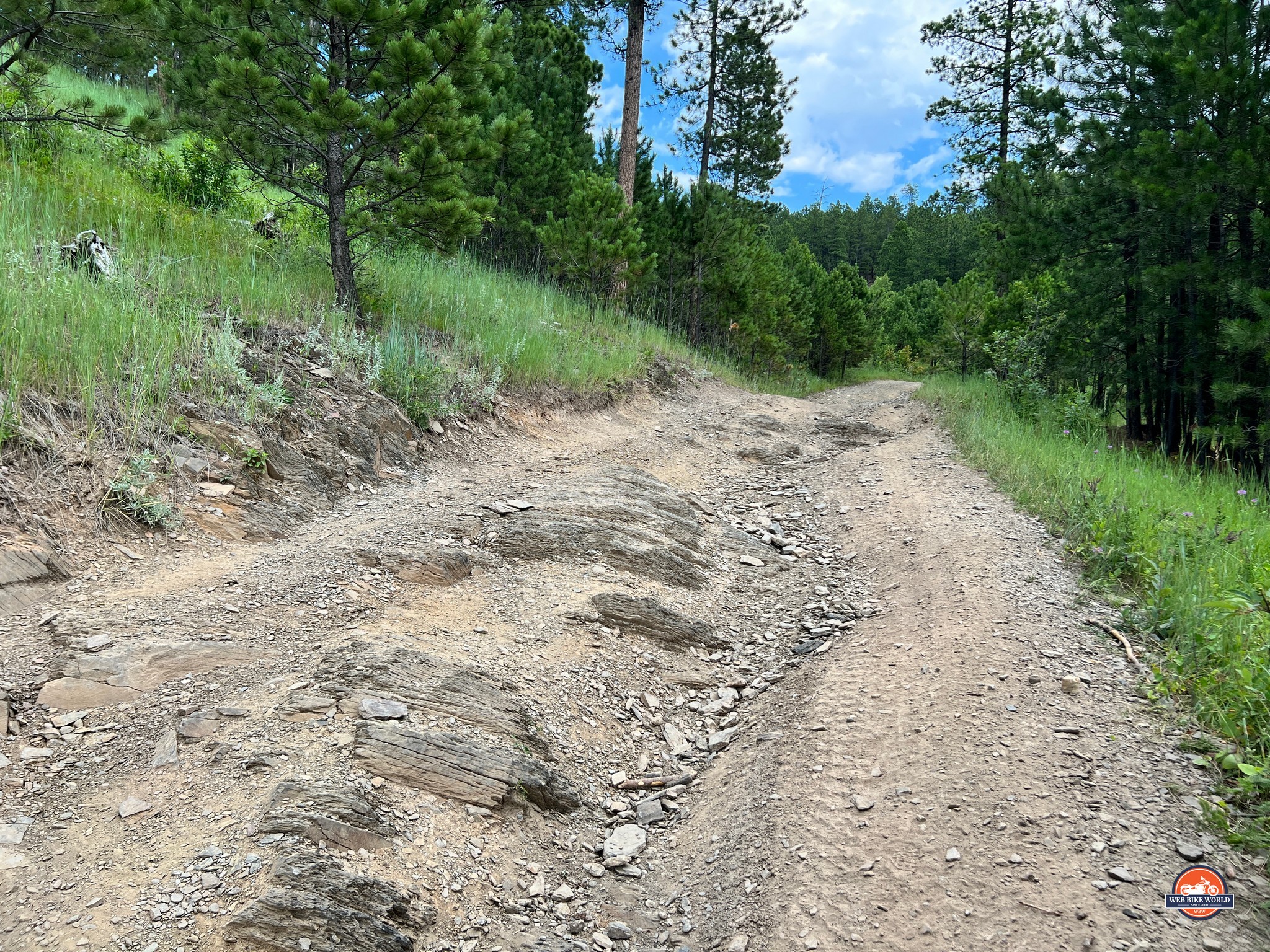 This rocky uphill section in the first leg of the Black Hills BDR-X required a clean line.