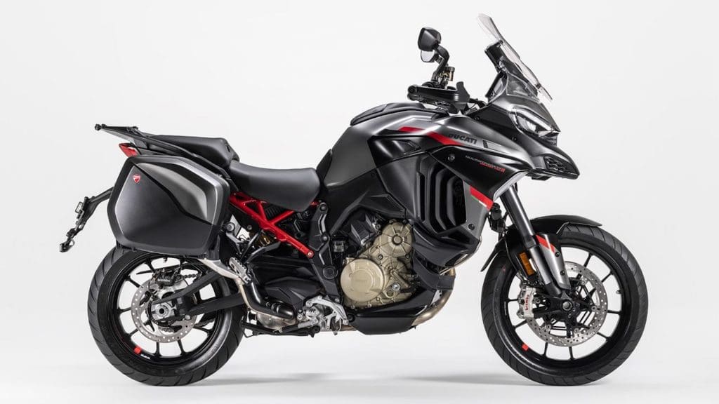 Ducati's all-new 2024 Multistrada V4 S Grand Tour variant - the machine revealed for episode 2 of Ducati's World Première 2024. Media provided by Ducati.