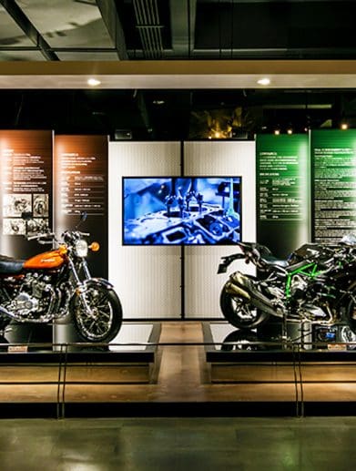 A view of the Kawasaki museum. media sourced from the Kawasaki global site.