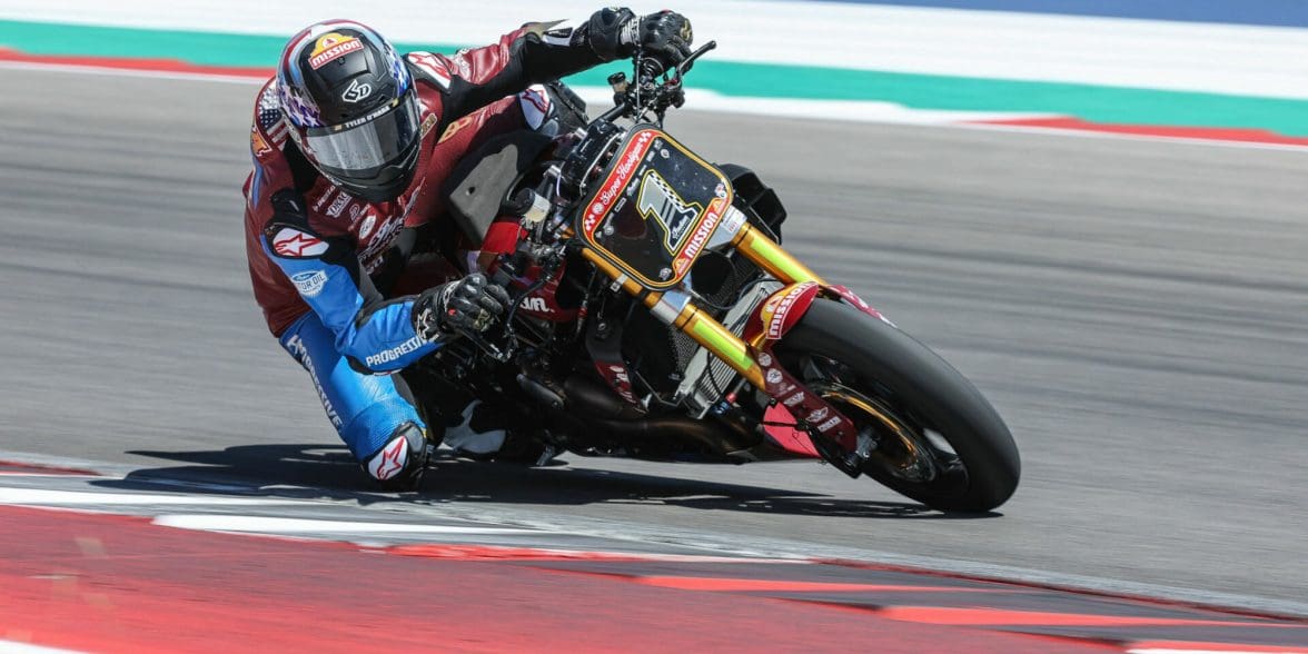 Indian Motorcycle Racing's #1, Tyler O'Hara in the MotoAmerica Mission Super Hooligan National Championship (SHNC). Media sourced from a recent press release.