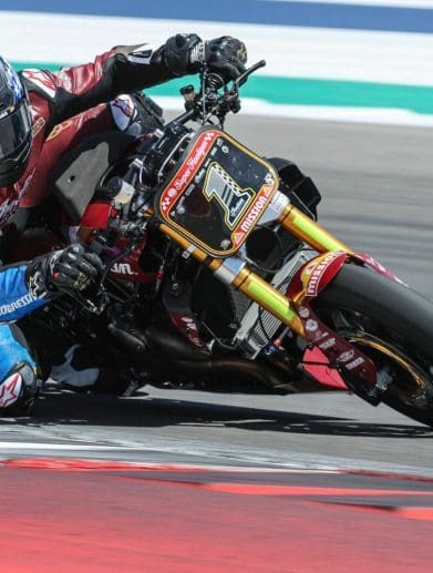Indian Motorcycle Racing's #1, Tyler O'Hara in the MotoAmerica Mission Super Hooligan National Championship (SHNC). Media sourced from a recent press release.