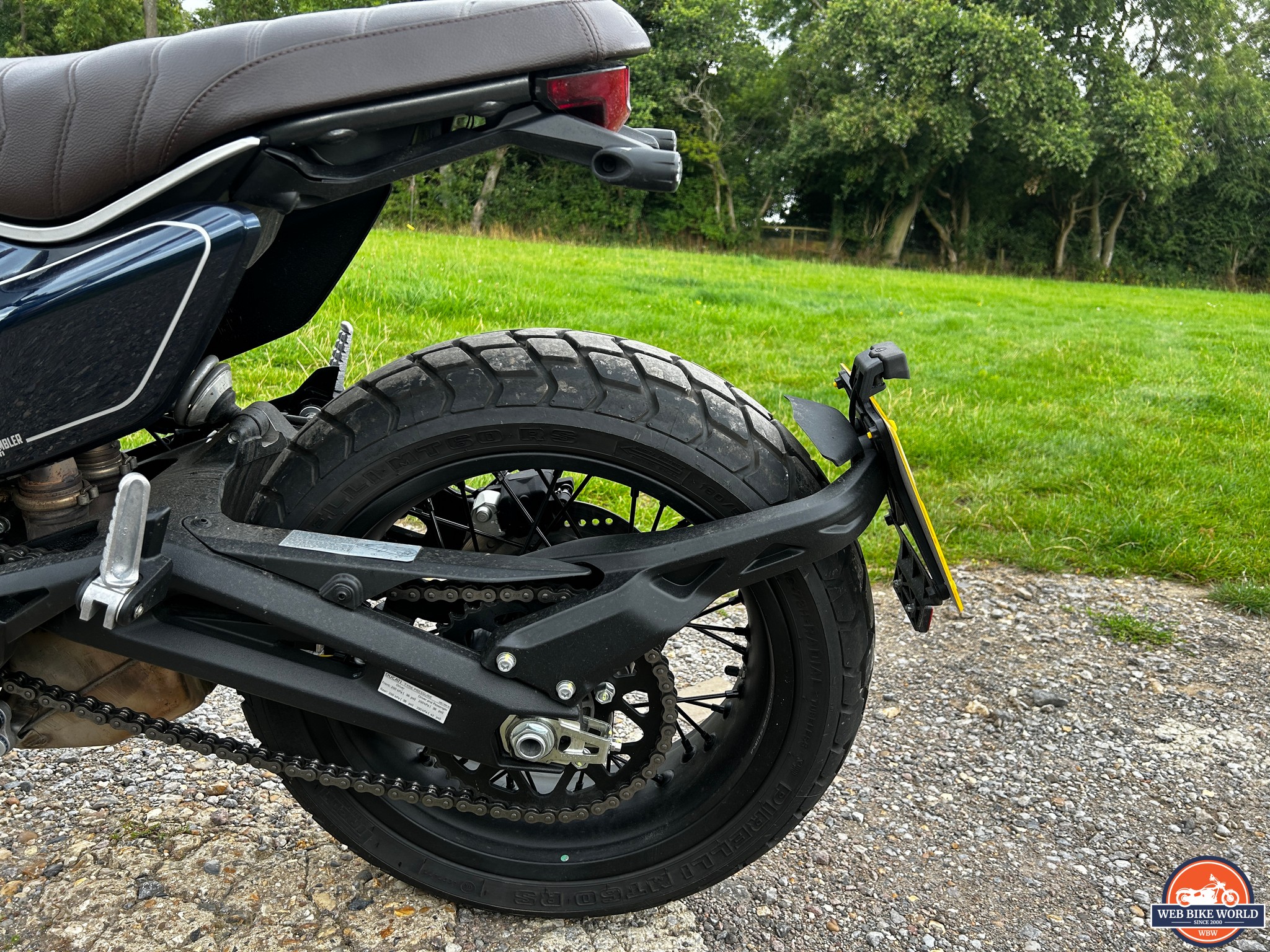 Rear wheel of the 2023 Ducati Scrambler Nightshift