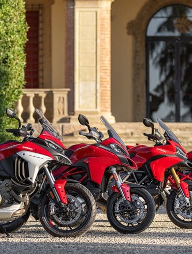 A lineup of Ducati Multistradas. Media sourced from Ducati.