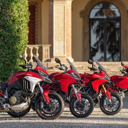 A lineup of Ducati Multistradas. Media sourced from Ducati.