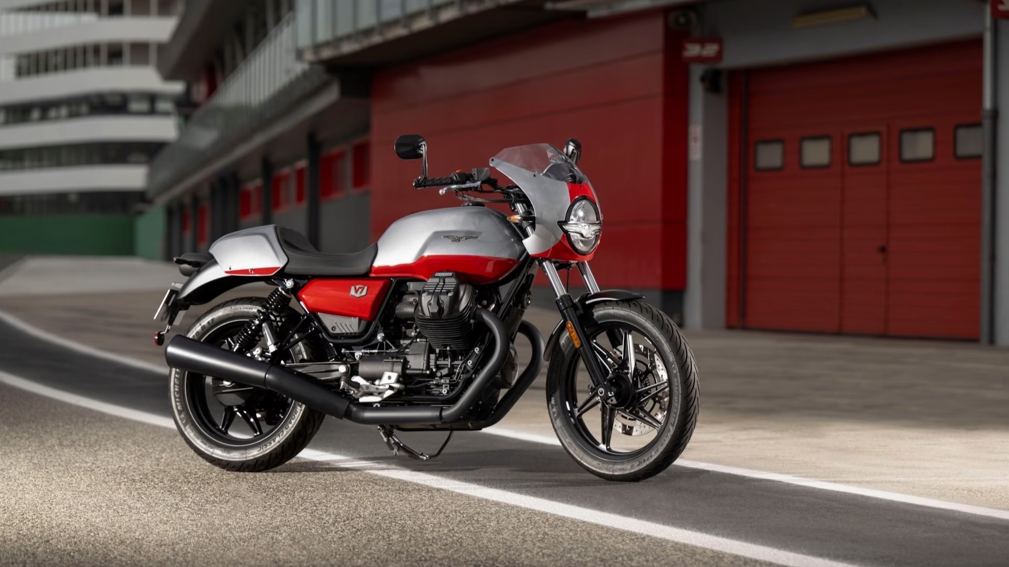 A view of Moto Guzzi's V7 Stone Cross. Media sourced from Moto Guzzi.