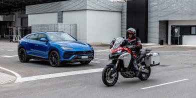 Ducati and Lamborghini at the Connected Motorcycle Consortium (CMC). Media sourced from both Ducati and Lamborghini's press releases.