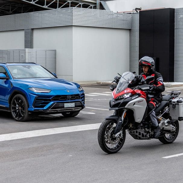 Ducati and Lamborghini at the Connected Motorcycle Consortium (CMC). Media sourced from both Ducati and Lamborghini's press releases.