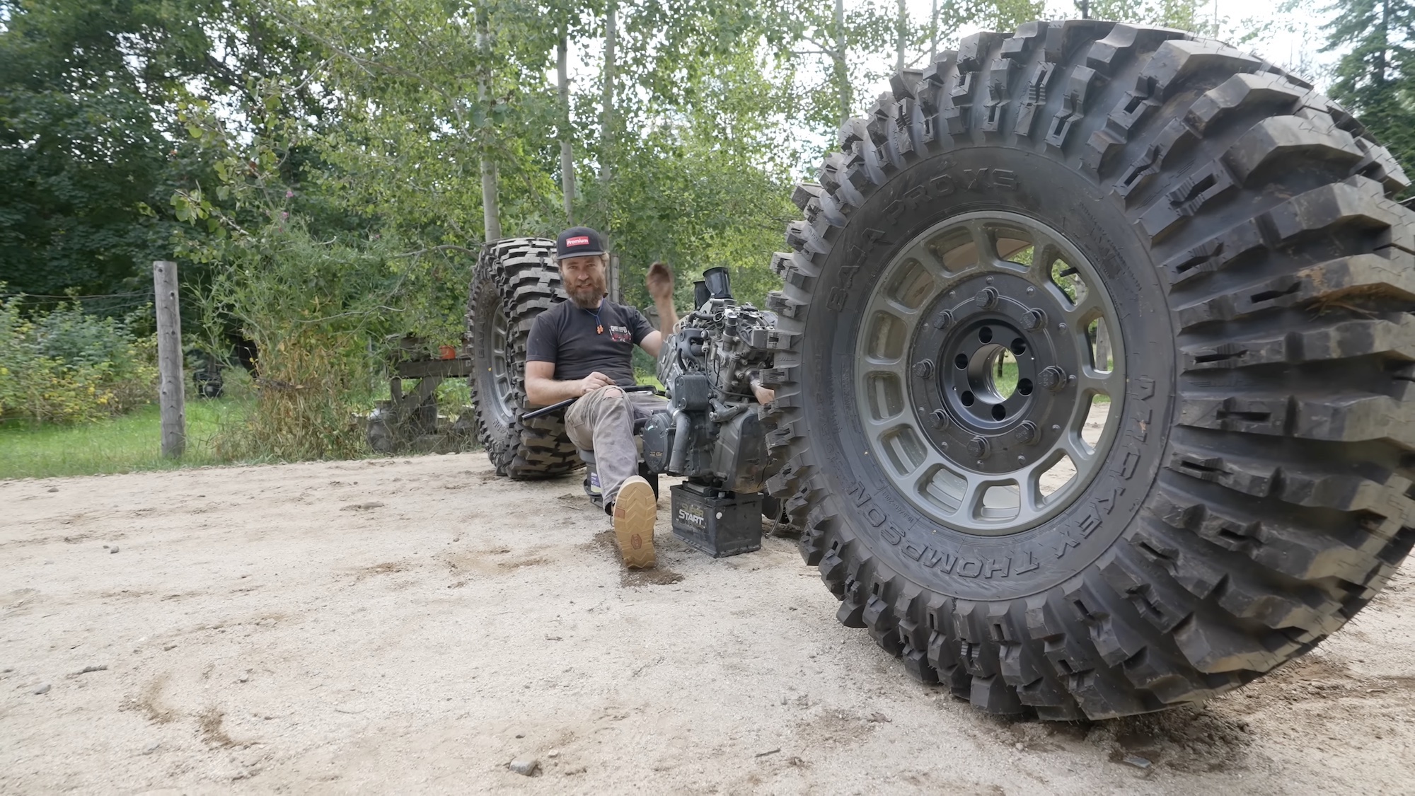 A monster knobbly chopper that Grind Hard Plumbing Co. has begun work on. Media sourced from GHPC's Youtube.