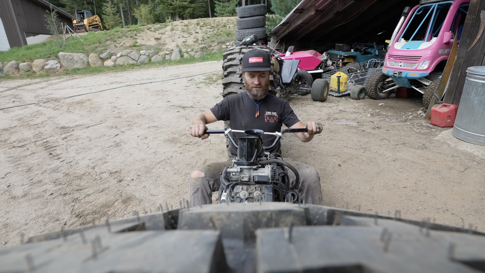 A monster knobbly chopper that Grind Hard Plumbing Co. has begun work on. Media sourced from GHPC's Youtube.