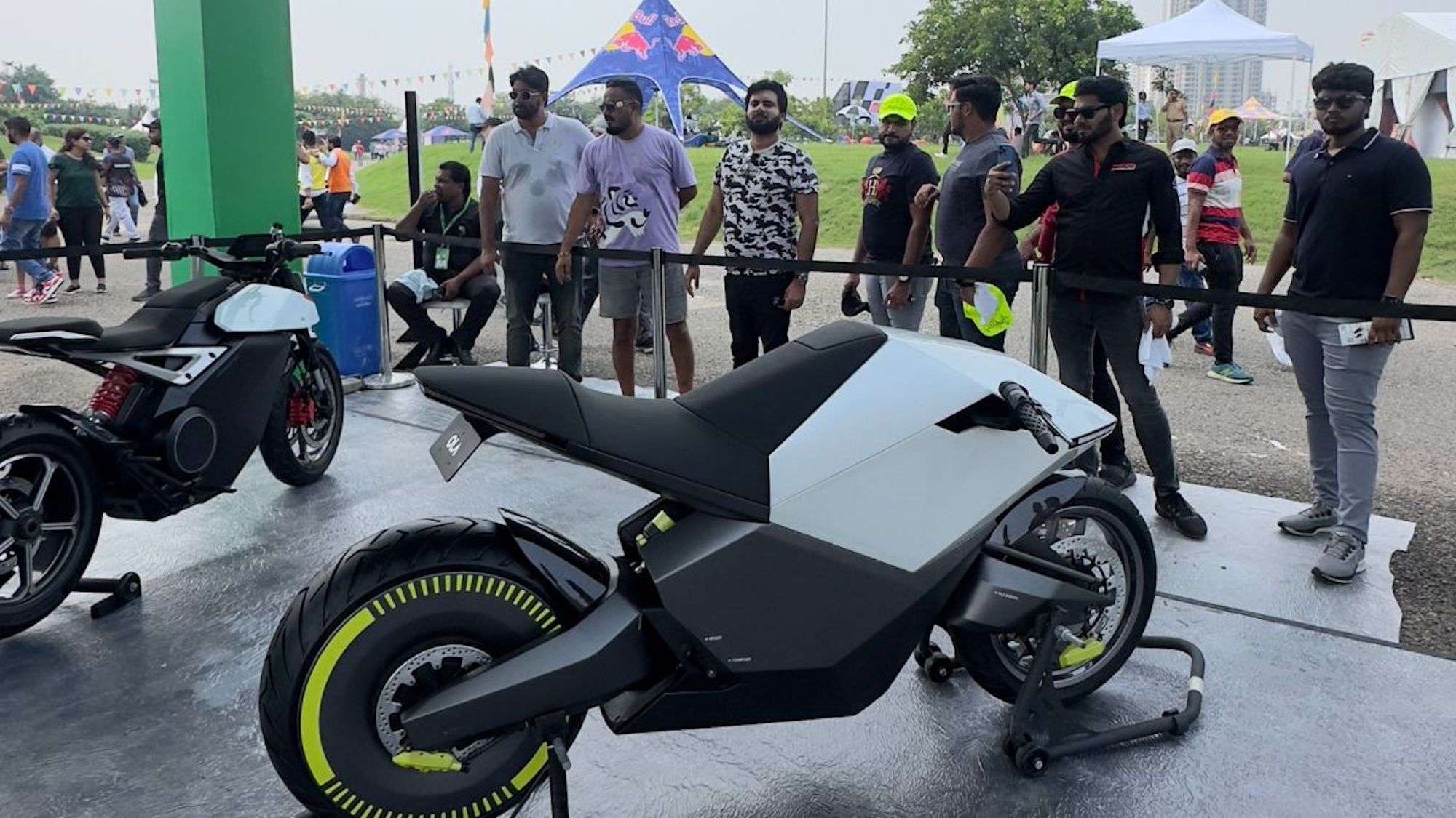 A view of Ola Electric's zero-emission motorcycles, debuted at MotoGP Bharat. Media sourced from Ola Electric.