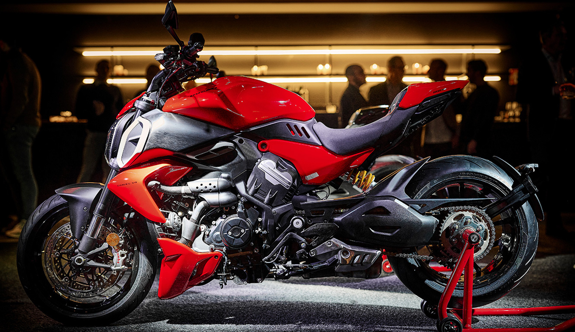 Ducati's Diavel V4 gets spotlight time in the brand's "Design Nights" World Tour. Media provided by Ducati.