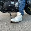 XPD Moto-1 Leather shoe on kickstand
