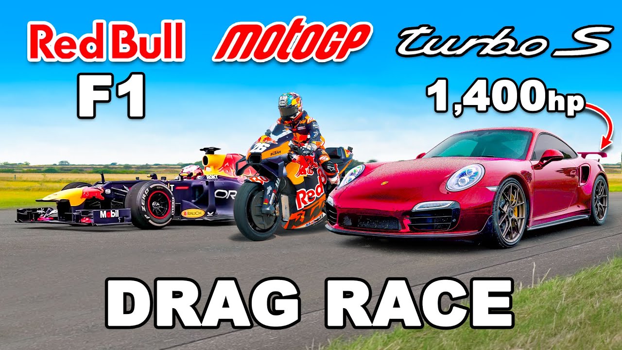 A MotoGP Bike Drag Races A Formula 1 Car And Modified Porsche 911 Turbo ...