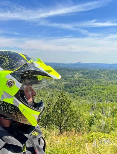 Me wearing the Scorpion EXO-AT960 Topographic helmet in Wyoming.