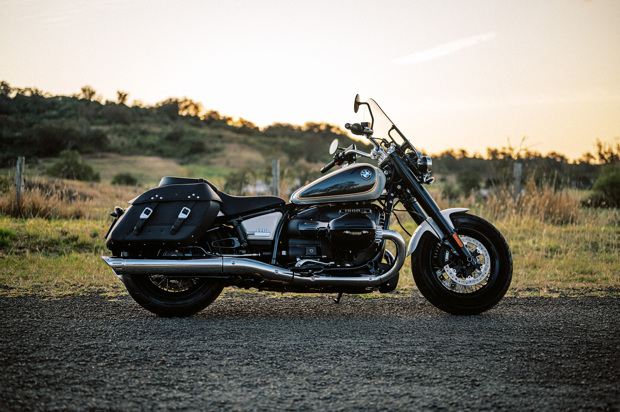 A 2023 BMW R 18 Motorcycles at dusk in Sydney