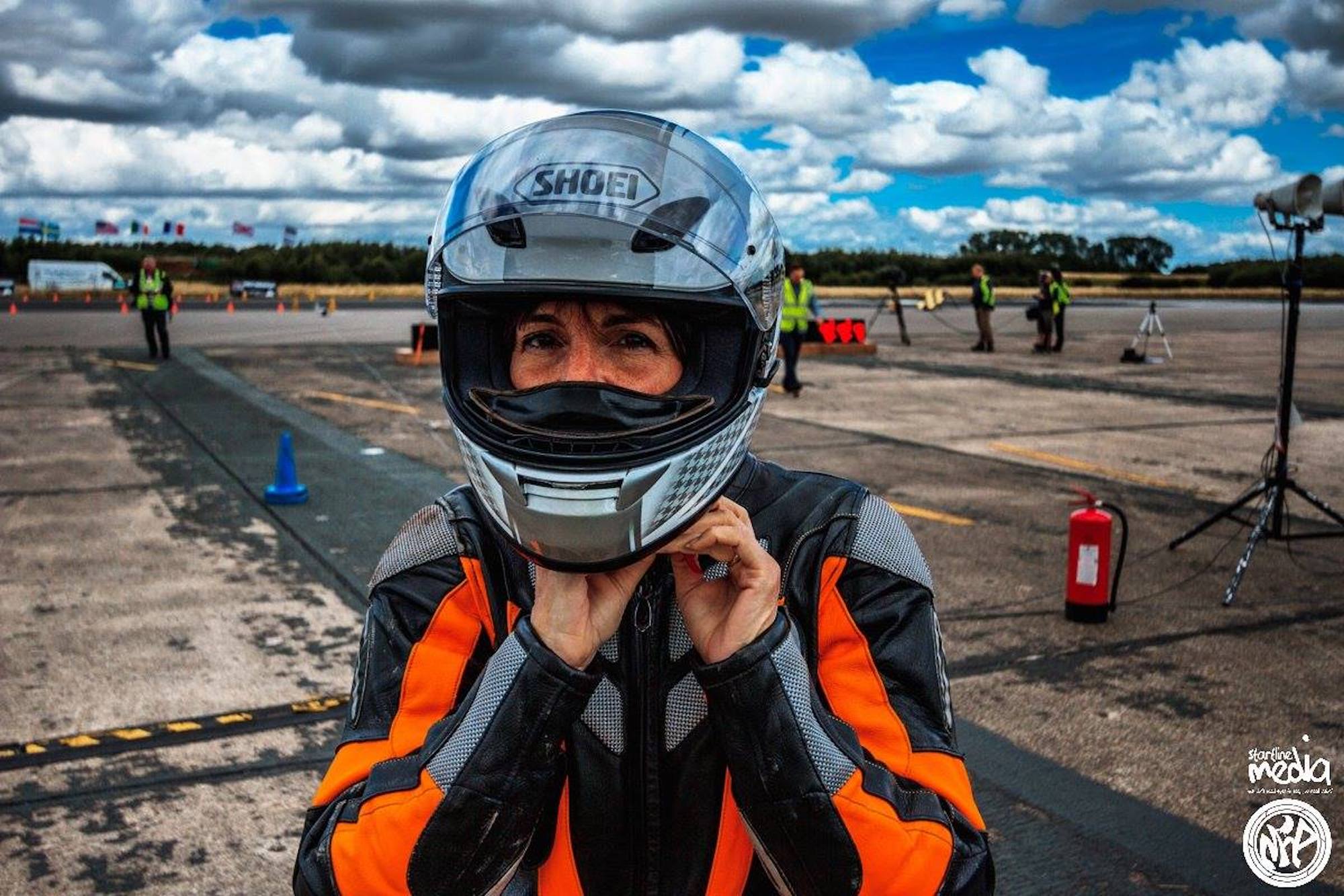 Becci Ellis in her recent acquisition of the title "world's fastest female rider on a naked bike." Media sourced from Becci Ellis's Facebook page.