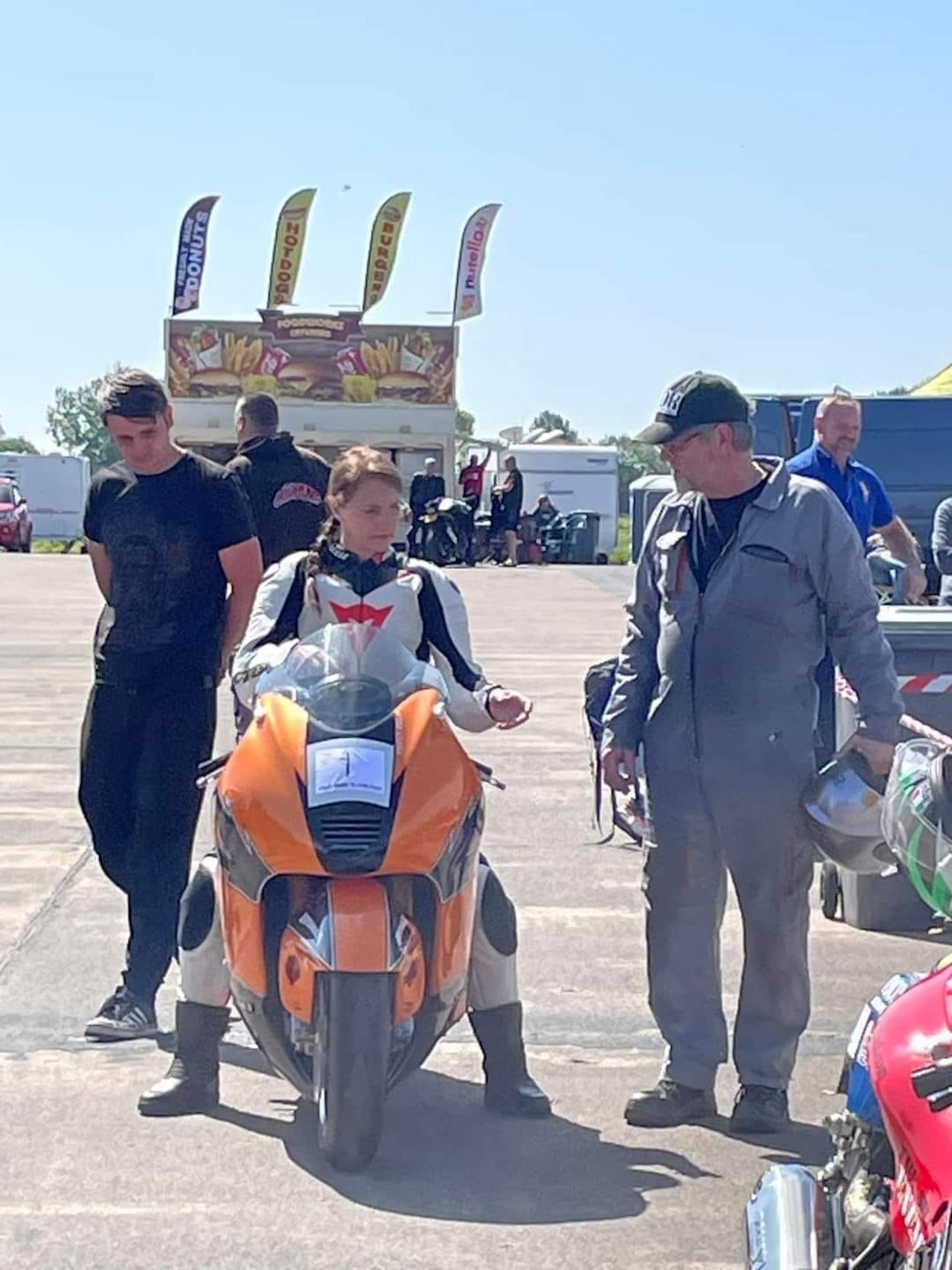 Becci Ellis in her recent acquisition of the title world's fastest female rider on a naked bike. Media sourced from Becci Ellis's Facebook page.