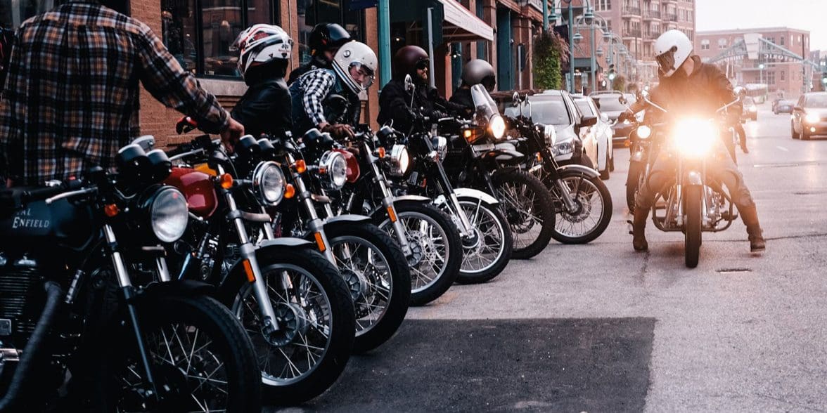 A bevy of riders on Royal Enfield bikes. Media sourced from Royal Enfield of North America.
