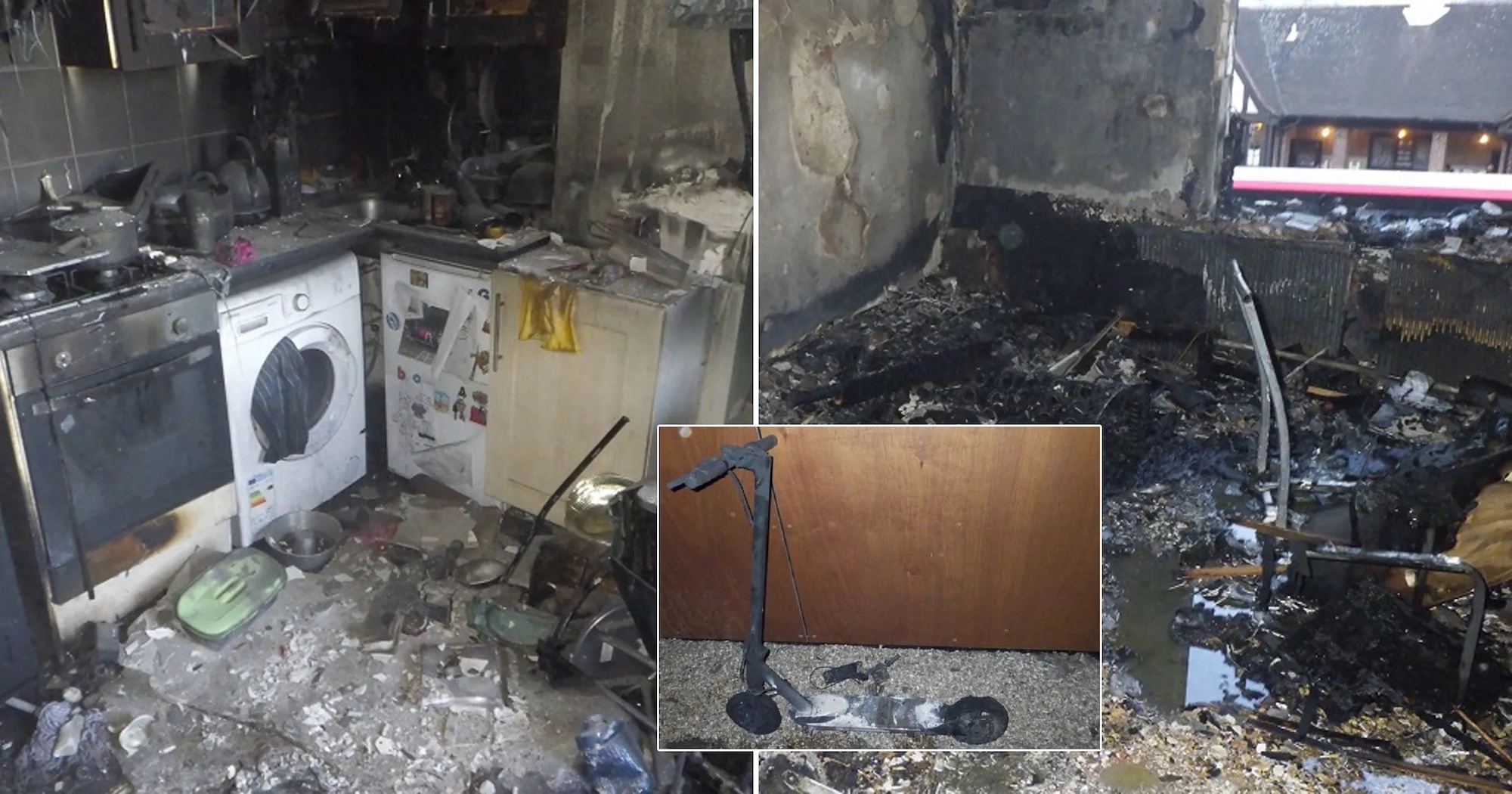 The aftermath of a lithium battery fire. Media sourced from Metro UK.