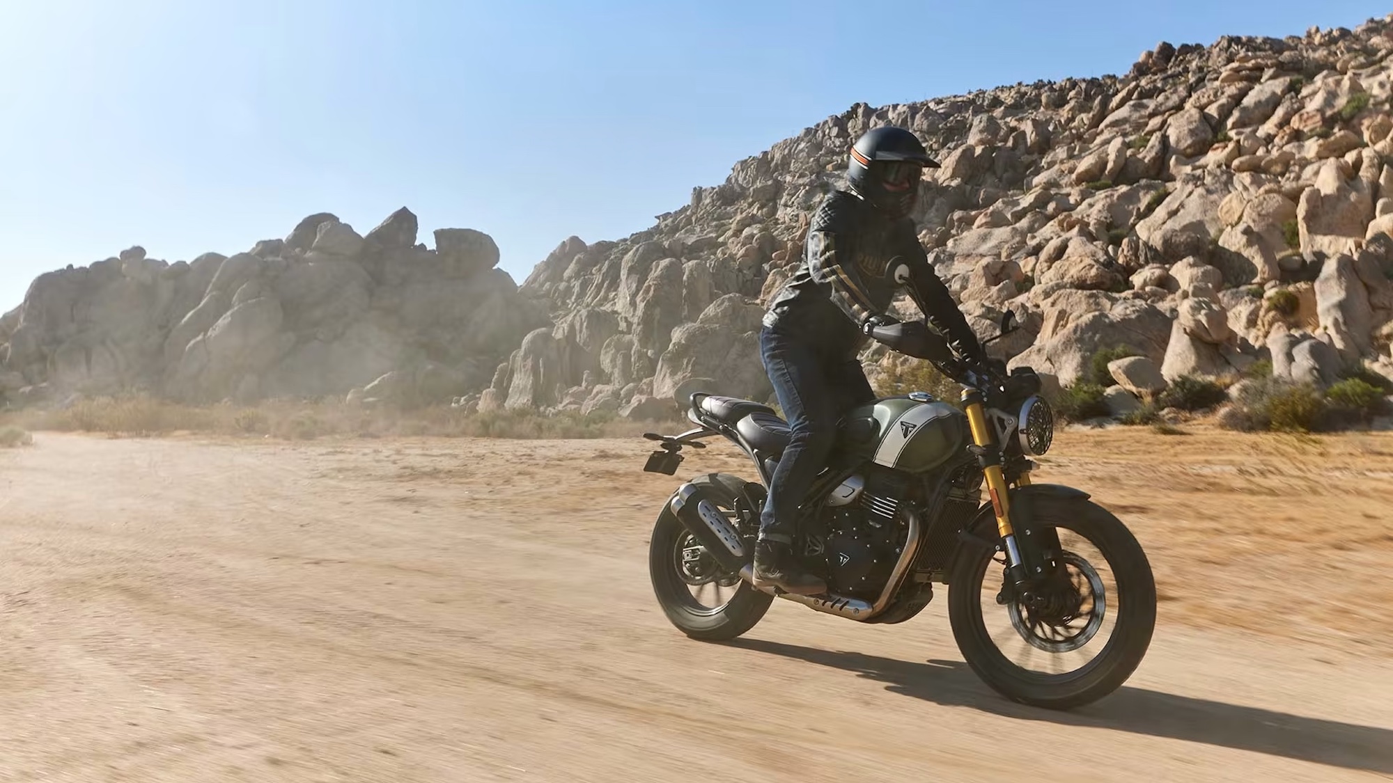 A view of Triumph's Scrambler 400 X. Media provided by Triumph.