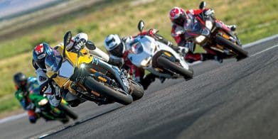 motorcycles on a racetrack