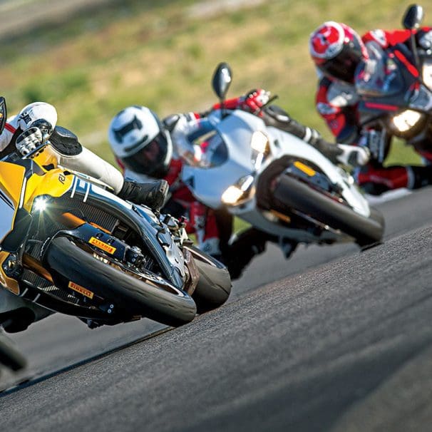 motorcycles on a racetrack