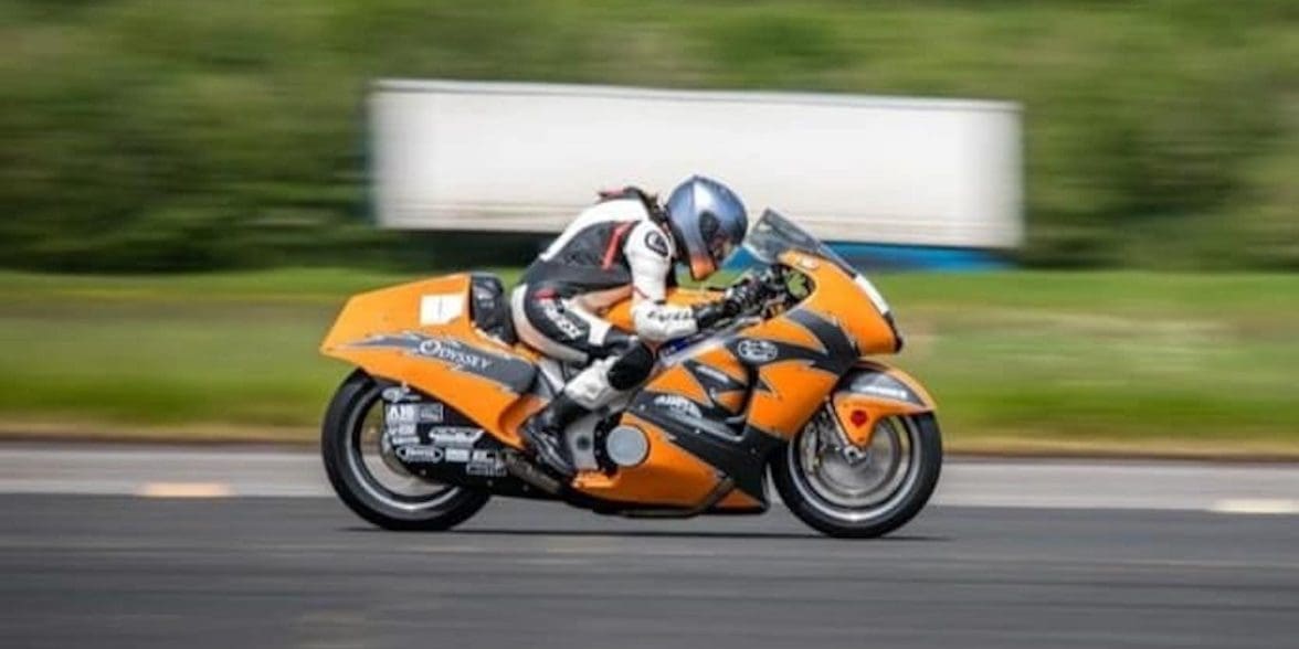 Becci Ellis in her recent acquisition of the title "world's fastest female rider on a naked bike." Media sourced from Becci Ellis's Facebook page.