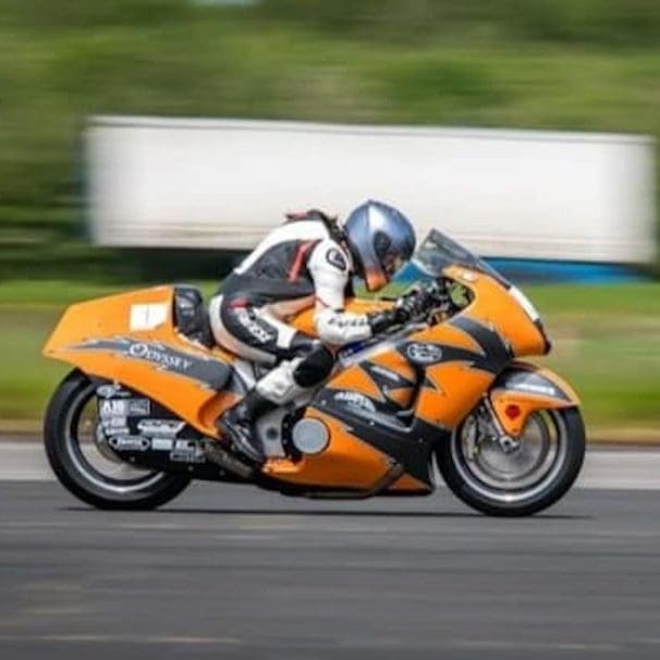 Becci Ellis in her recent acquisition of the title "world's fastest female rider on a naked bike." Media sourced from Becci Ellis's Facebook page.