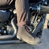 Riding shoe on a Harley Davidson