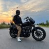 Rider on a Harley Davidson Iron 883 side profile