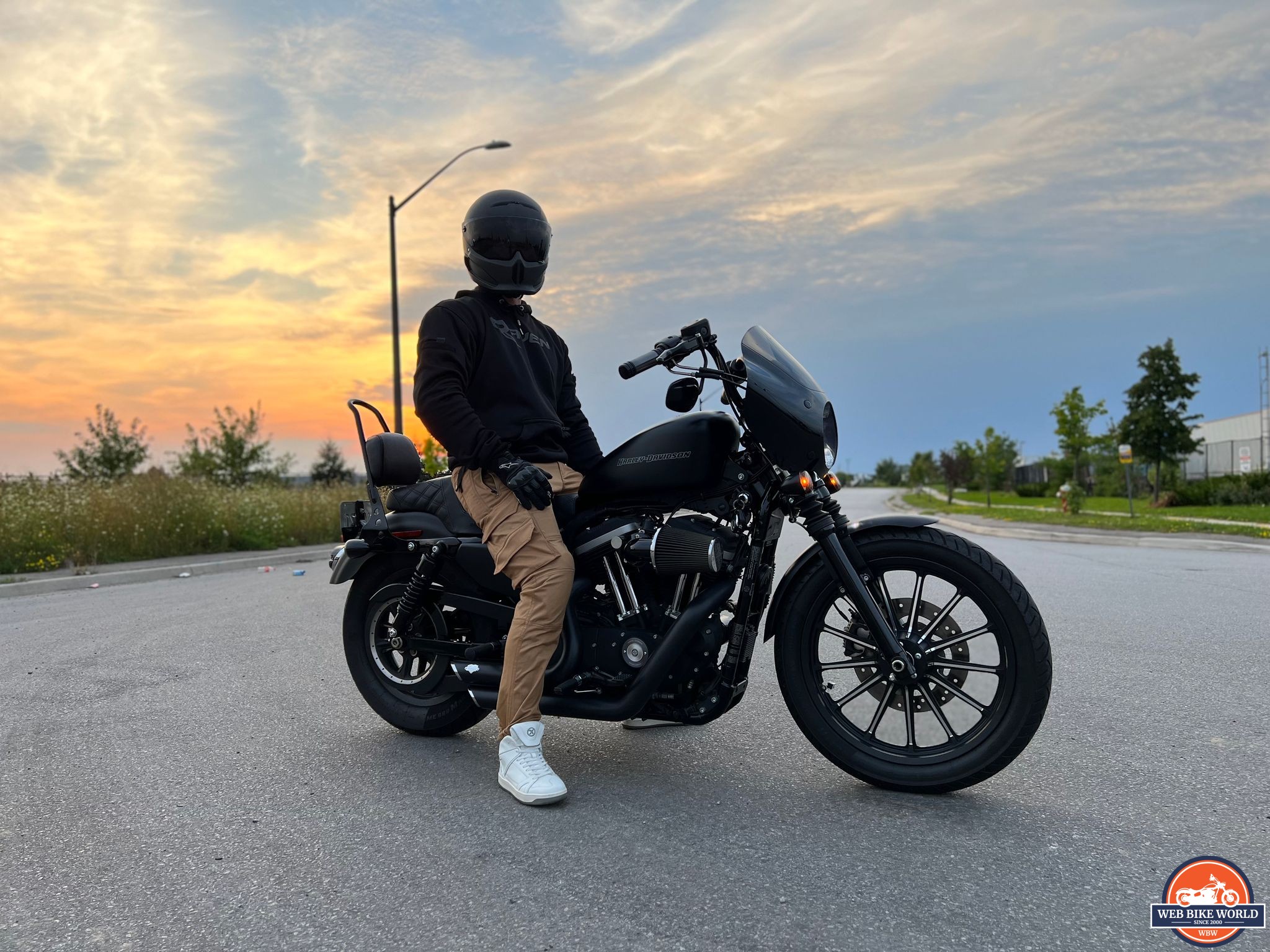 Rider on a Harley Davidson Iron 883 side profile