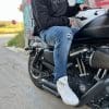 REVOLT Ripped Armored Jeans on a Iron 883