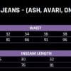 RAVEN Moto Armored Jeans size guide