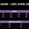 RAVEN Moto Armored Jeans size guide