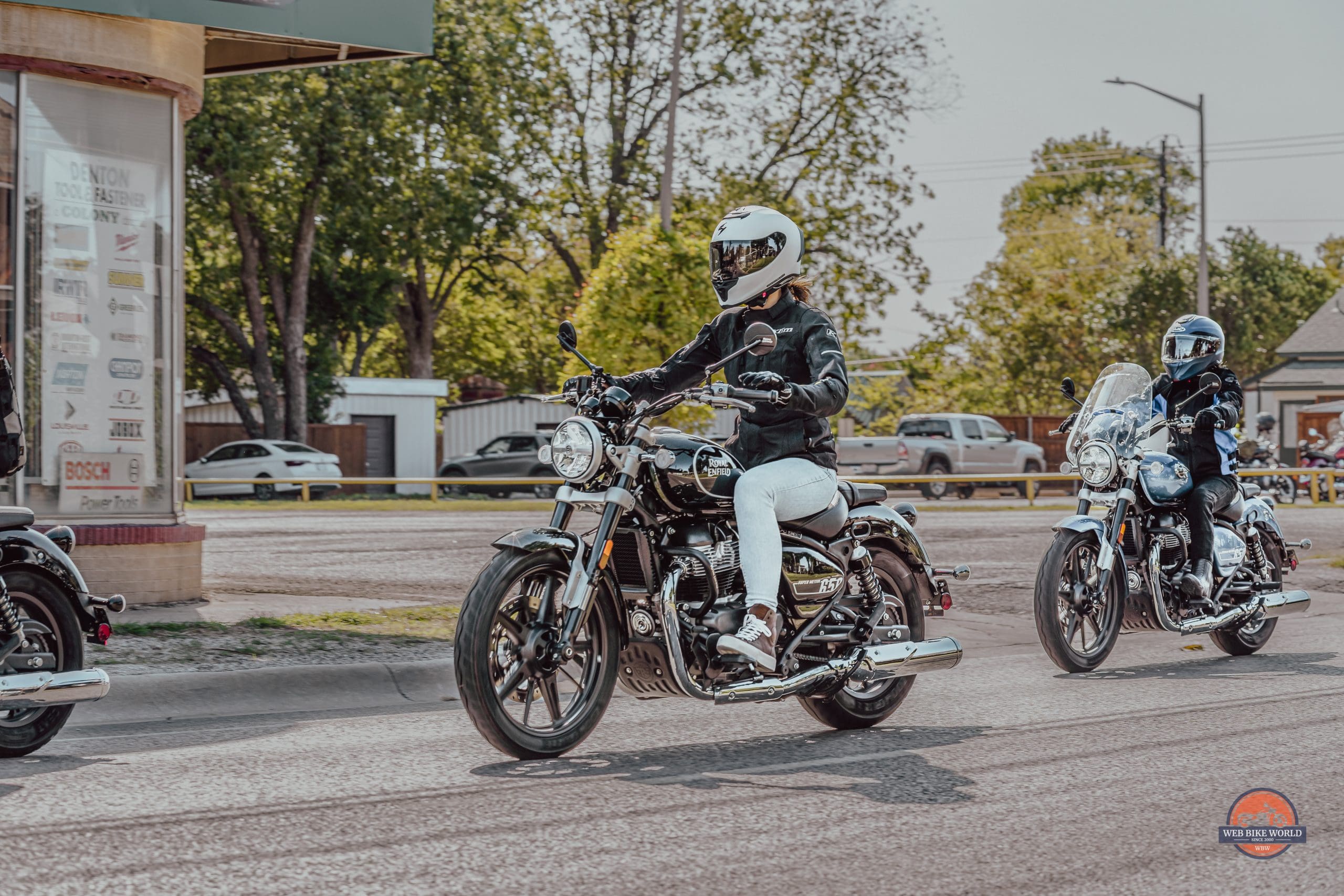 Amanda Quick aboard her choice of Super Meteor 650 for Royal Enfield's "Pure Cruising" event. Media provided by Royal Enfield. 