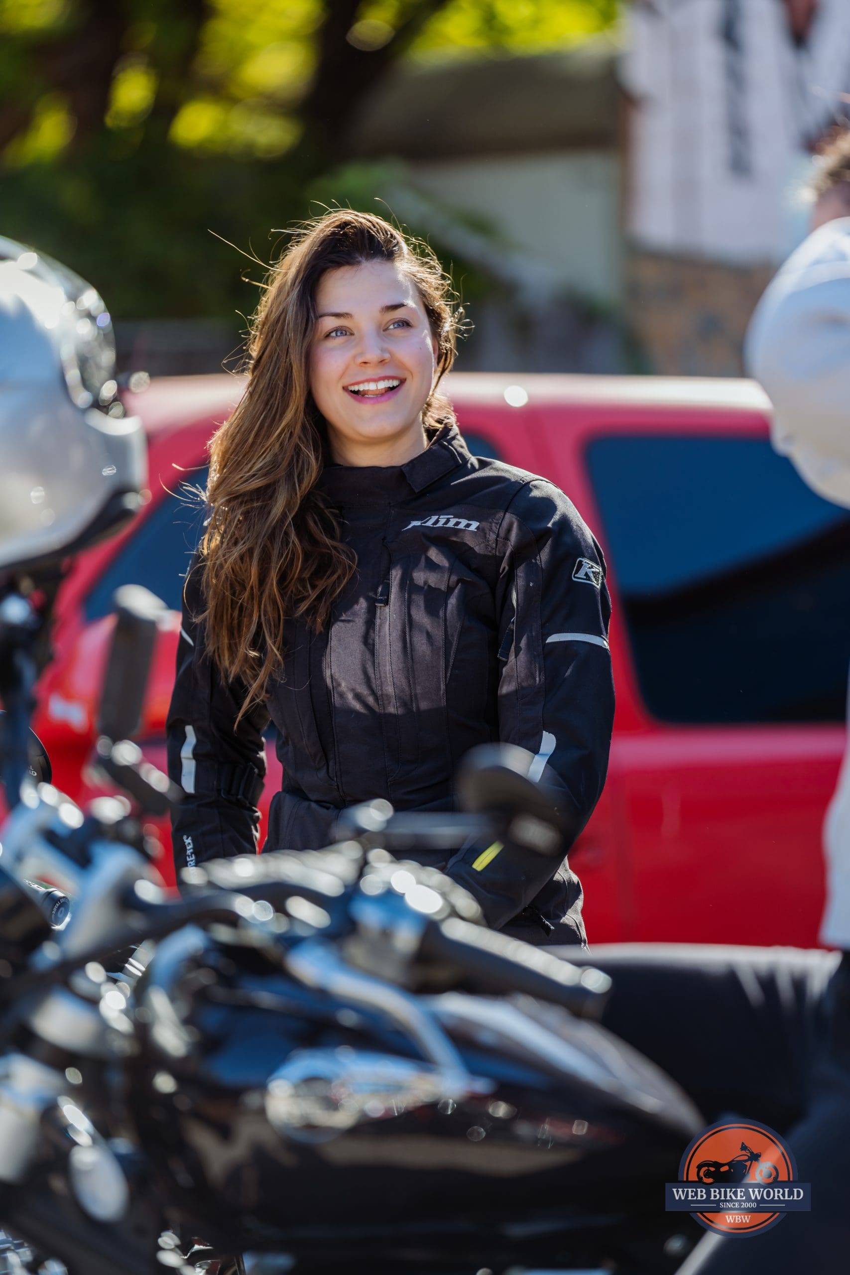 Amanda Quick prepping for her trip with the Super Meteor 650. Media provided by Royal Enfield. 