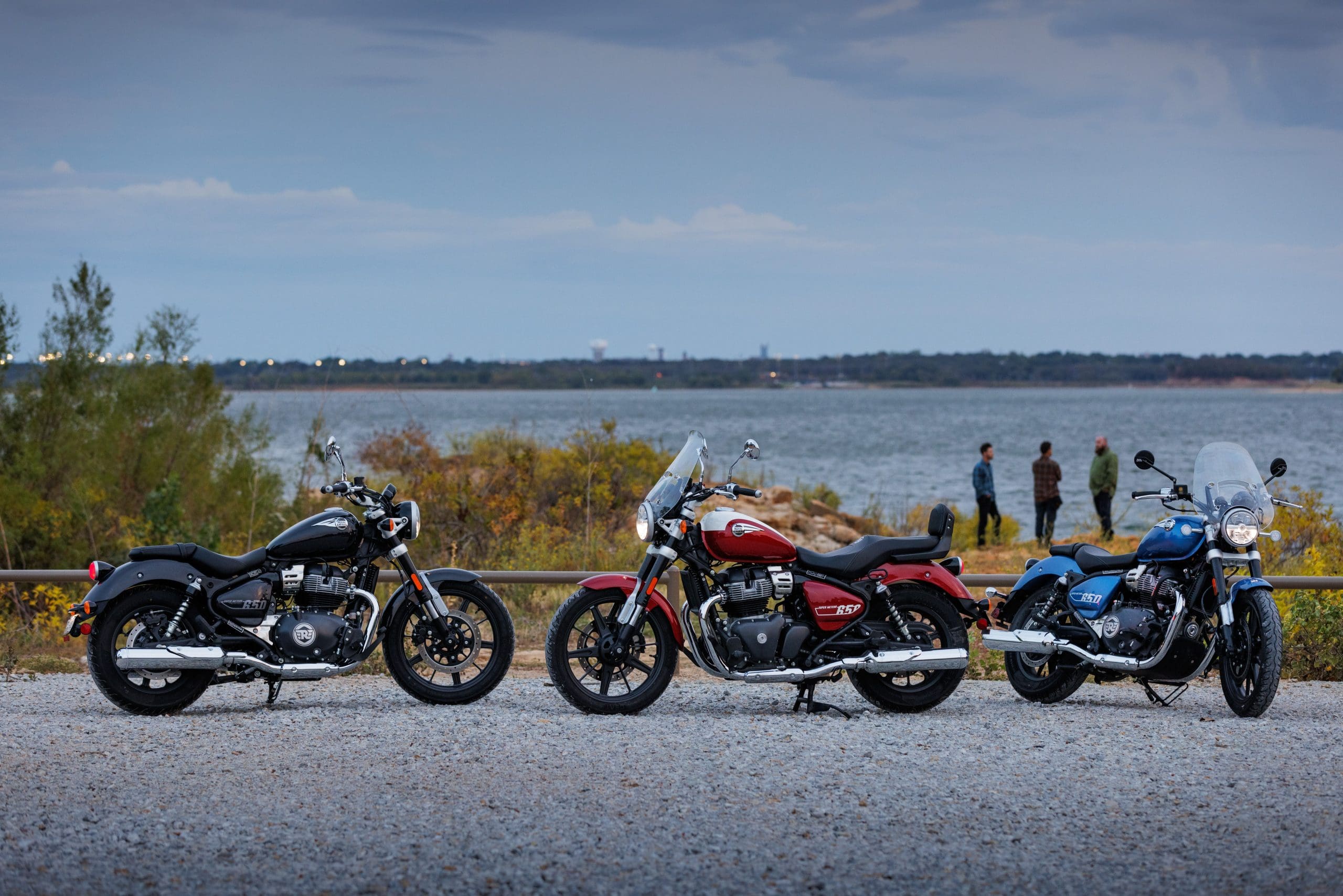 An example of each of the "Astral," "Interstellar" and "Celestial" variants available in Royal Enfield's Super Meteor 650 family. Media provided by Royal Enfield. 