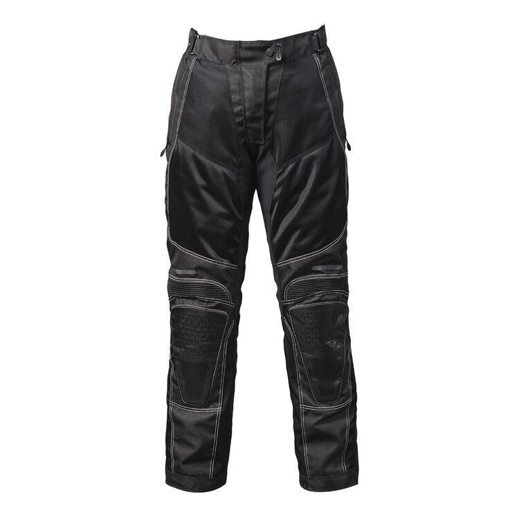 M Boss Motorcycle Apparel BOS26500 Women's 'Vixen' Black Leather Motorcycle  Pants with Quilted Belt Detailing - 4 / Black