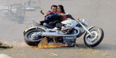 A still from James Bond Tomorrow Never Dies featuring a A BMW R 1200 C motorcycle