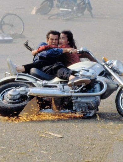 A still from James Bond Tomorrow Never Dies featuring a A BMW R 1200 C motorcycle