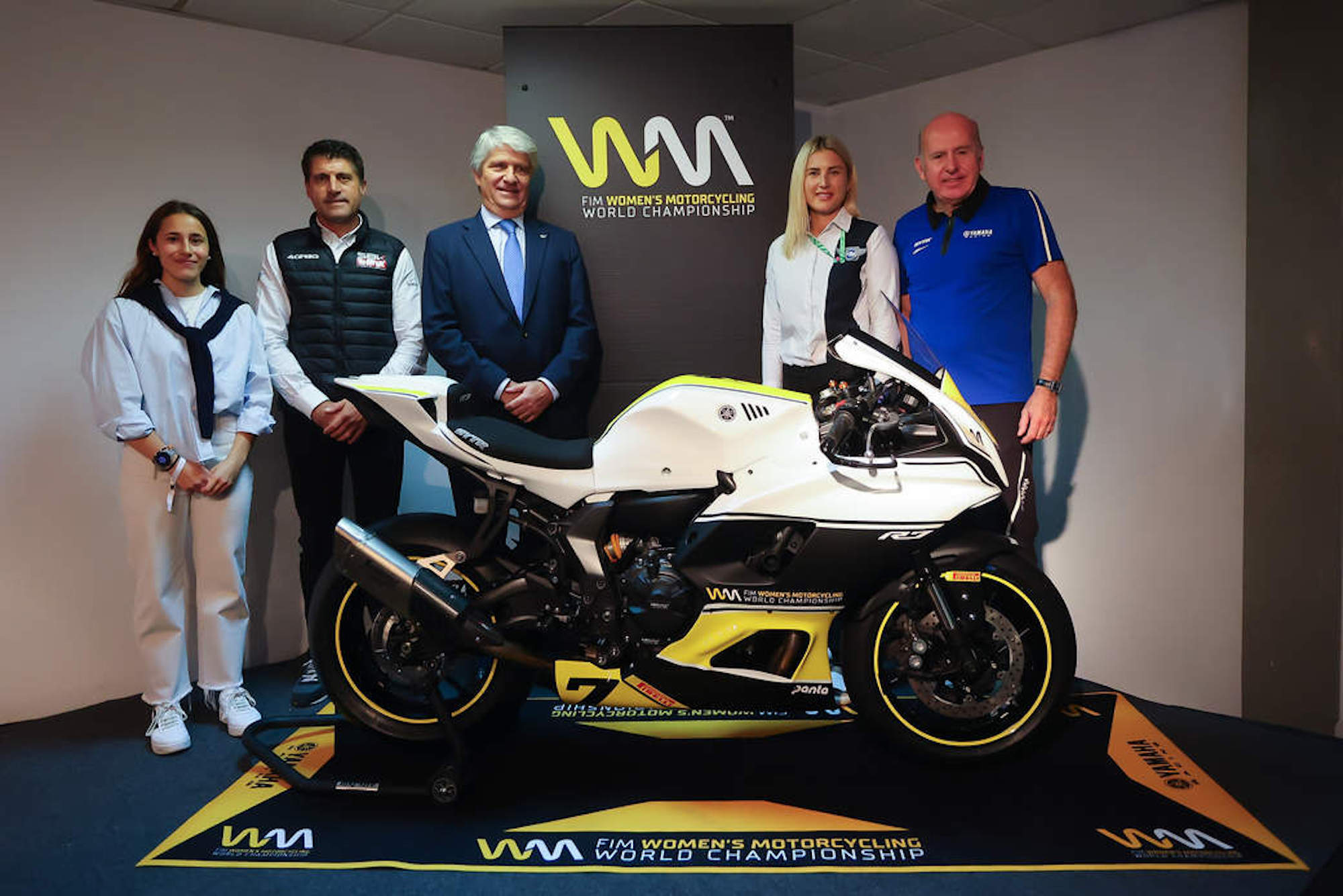 In picture: L-R: Beatriz Neila (2023 Women’s European Champion), Gregorio Lavilla (WorldSBK Executive Director), Jorge Viegas (FIM President), Janika Judeika (FIM Women in Motorcycling Commission Director), Eric de Seynes (President and CEO, Yamaha Motor Europe). Media sourced from FIM's recent press release. 