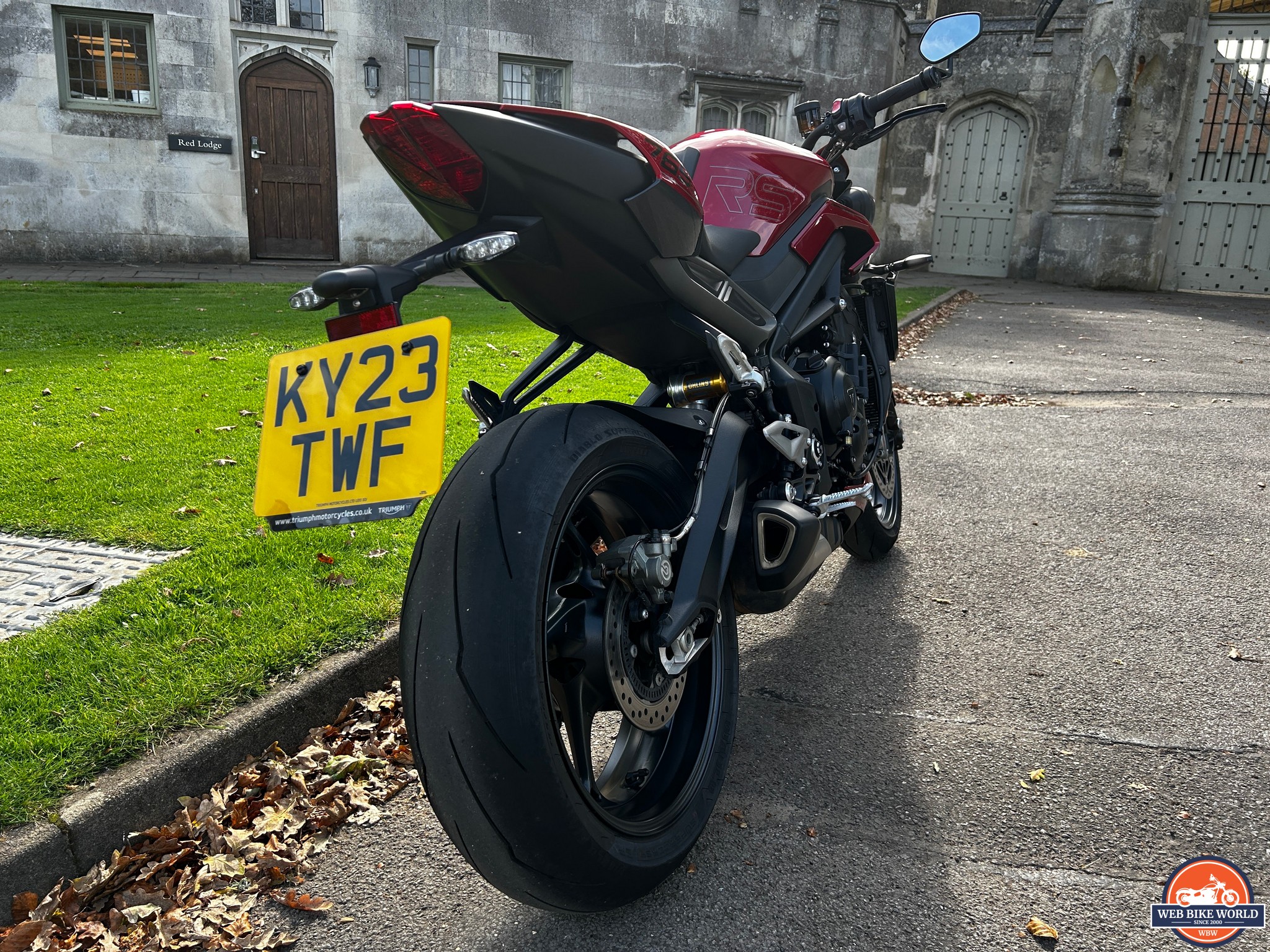 Rear view of the 2023 Triumph Street Triple 765RS