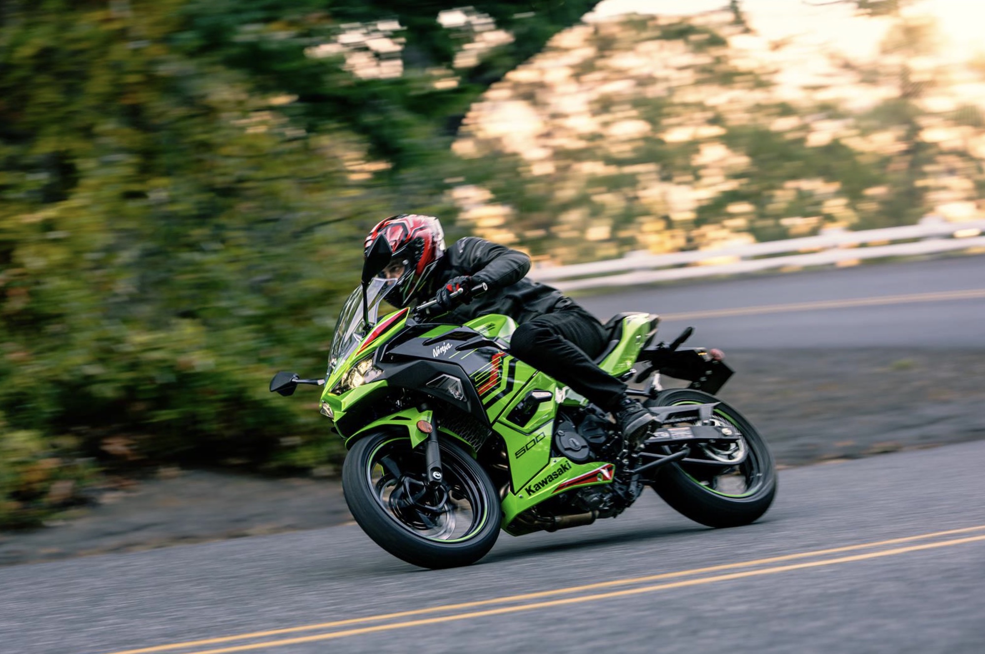 A view of Kawasaki's new 2024 Ninja 500 / SE. Media provided by Kawasaki.