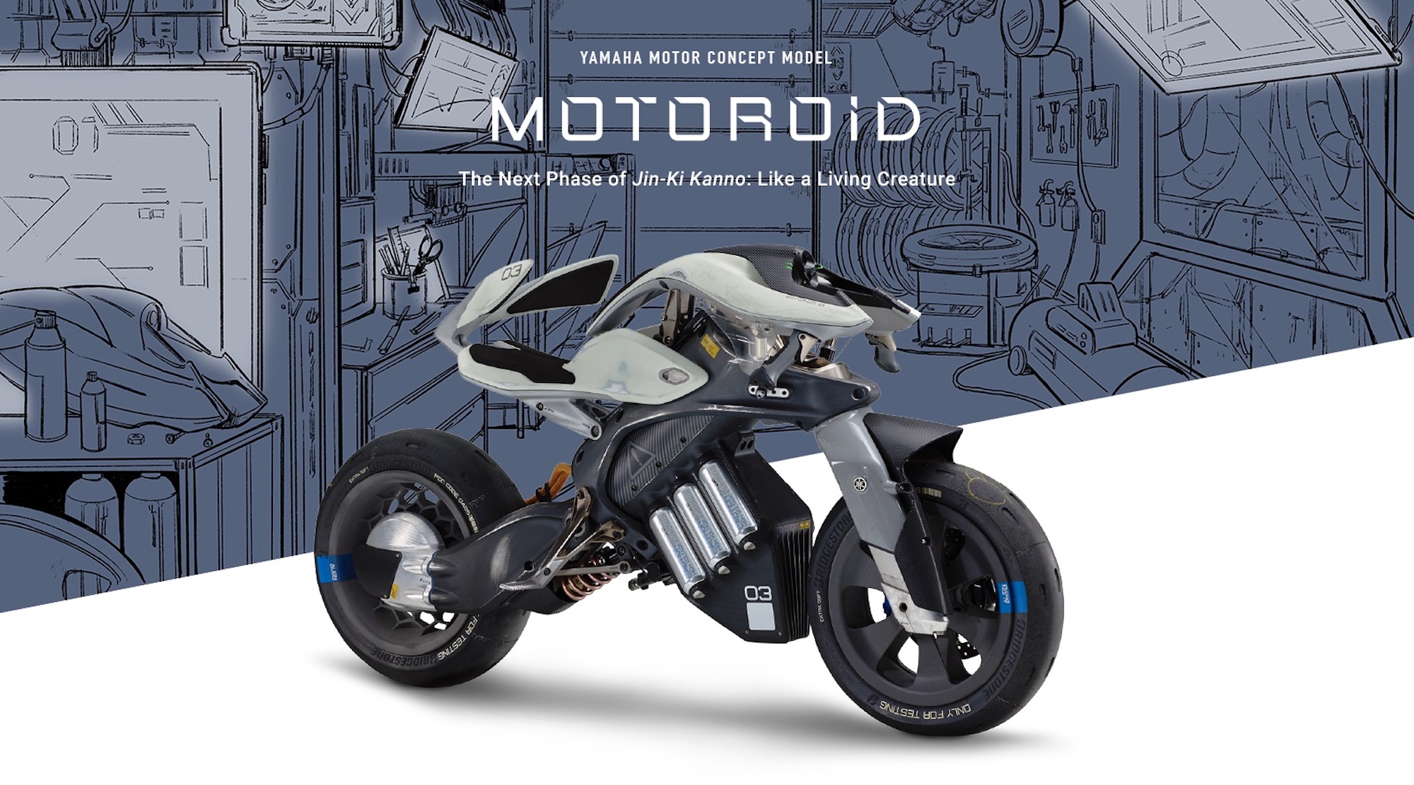 A view of Yamaha's concept bike, the MOTOROiD. Media sourced from Yamaha Motor Company.