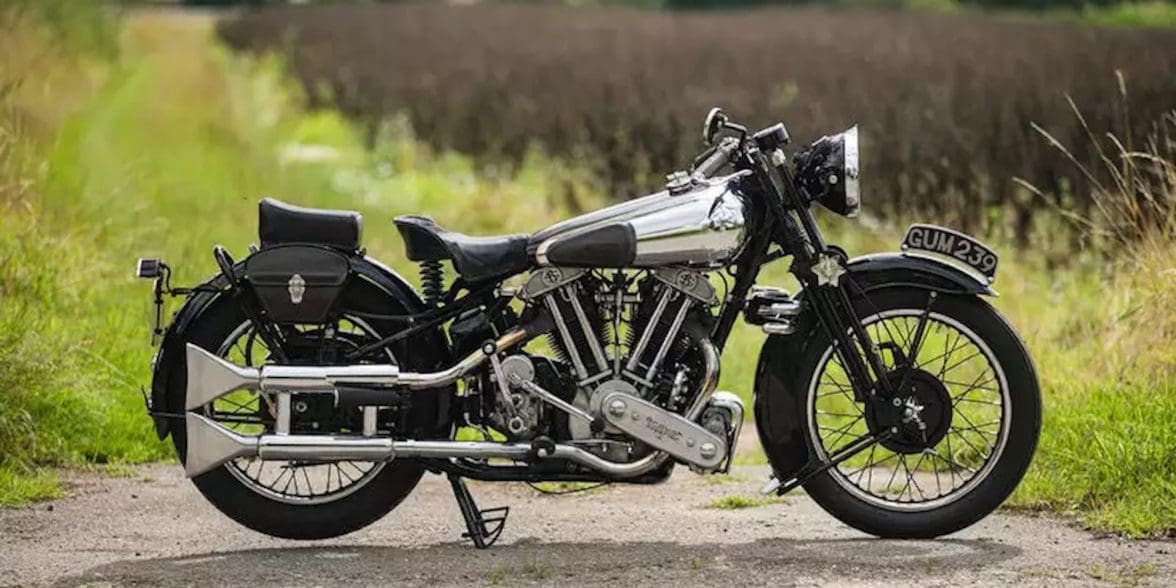 The 1938 Brough Superior SS100 that sold for £242,000. Media provided by Superbike News (Iconic Auctioneers).