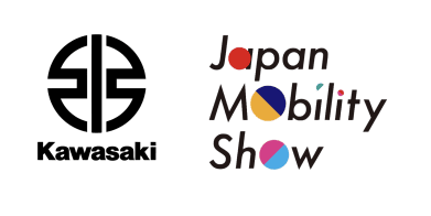 A view of the Japan Mobility Show next to Kawasaki's logo. Media provided by both JMS and Kawasaki.