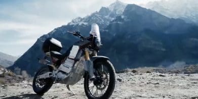 A view of Royal Enfield's new electric Himalayan test bed. Media provided by Royal Enfield (Youtube).