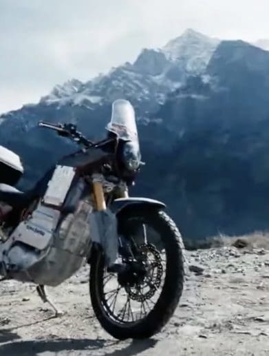 A view of Royal Enfield's new electric Himalayan test bed. Media provided by Royal Enfield (Youtube).