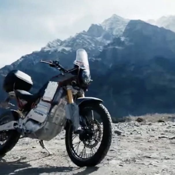 A view of Royal Enfield's new electric Himalayan test bed. Media provided by Royal Enfield (Youtube).